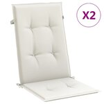 vidaXL Coussins de chaise à dossier haut lot de 2 crème mélangé tissu