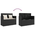 vidaXL Banc de jardin avec coussins noir résine tressée