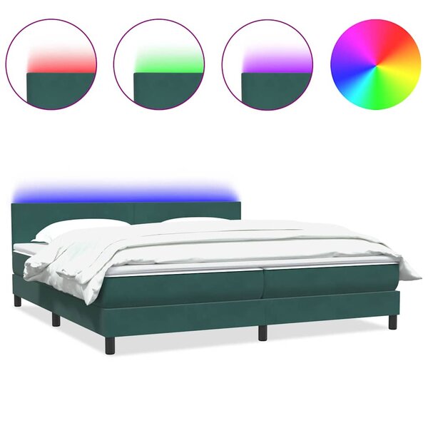vidaXL Sommier à lattes de lit et matelas et LED vert foncé 180x220cm velours