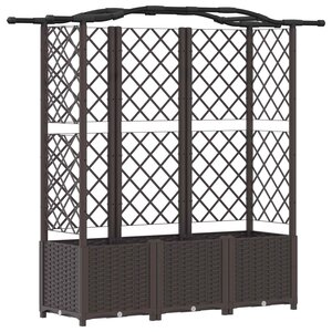 vidaXL Lit Élevé avec Treillis et Toit Marron 163 x 40 x 138 cm PP