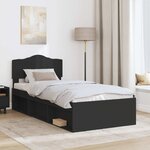 vidaXL Cadre de lit Noir 75 x 190 cm Bois de pin massif