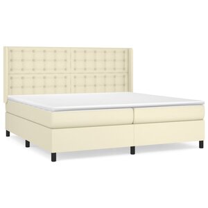 vidaXL Sommier à lattes de lit avec matelas Crème 200x200cm Similicuir
