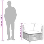 vidaXL Canapé d'angle de jardin avec coussins noir résine tressée