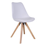 2 chaises de table à manger en cuir blanc à pieds en bois