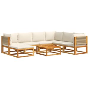 vidaXL Salon de jardin avec coussins 8 Pièces bois massif d'acacia