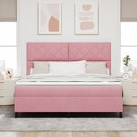 Lit box spring vidaXL avec matelas rose super king en velours