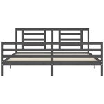 vidaXL Cadre de lit avec tête de lit gris 200x200 cm bois massif