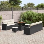 vidaXL Ensemble de canapé de jardin 10 Pièces Noir polyrotin