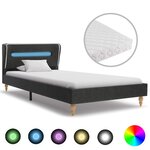 vidaXL Lit avec LED et matelas Gris foncé Jute 90 x 200 cm