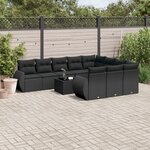 vidaXL Salon de jardin 11 Pièces avec coussins noir résine tressée