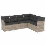 vidaXL Salon de jardin 6 Pièces avec coussins gris clair résine tressée