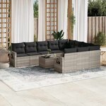 vidaXL Salon de jardin 11 Pièces avec coussins gris clair résine tressée