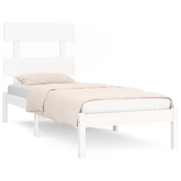 vidaXL Cadre de lit Blanc Bois massif 90x190 cm Simple