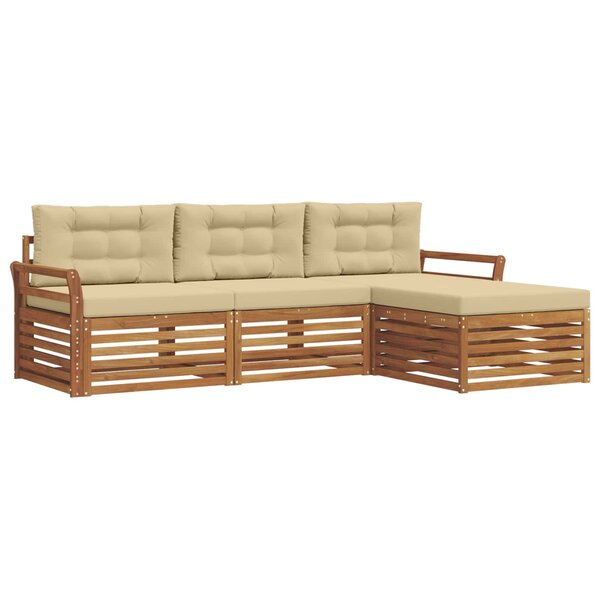 vidaXL Ensemble de canapés d'extérieur avec coussin Naturel et Beige