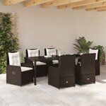 Ensemble de Salle à Manger de Jardin 7 Pièces vidaXL Marron en Rattan Poly