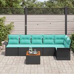 vidaXL Ensemble de canapé de jardin 7 Pièces Noir Poly rotin