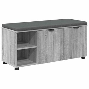 vidaXL Banc d'entrée avec coussin Uni Gris Sonoma 100 x 38 x 46 cm
