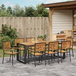 Ensemble de Salle à Manger de Jardin 9 Pièces en Poly Rattan Noir Acacia vidaXL