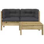 vidaXL Canapé de jardin avec coussins et repose-pied 2 places