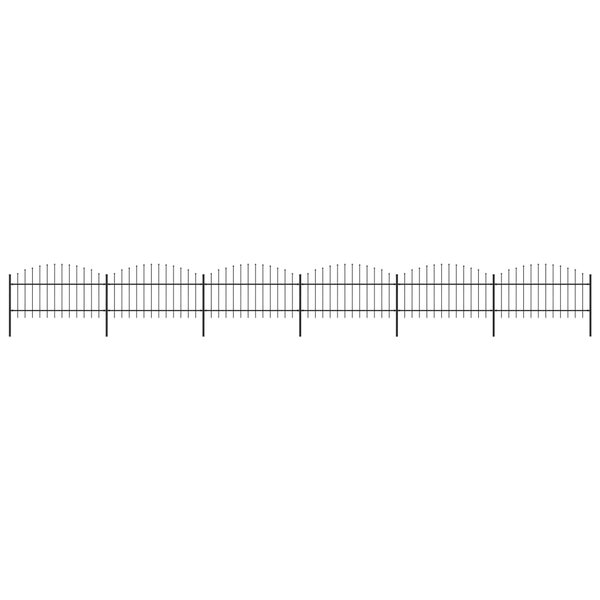vidaXL Clôture de jardin à dessus en lance Acier (1-1 25)x10 2 m Noir