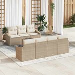 vidaXL Ensemble de canapé de jardin avec coussin 8 Pièces Beige et crème
