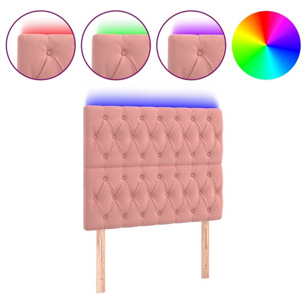 vidaXL Tête de lit à LED Rose 100x7x118/128 cm Velours
