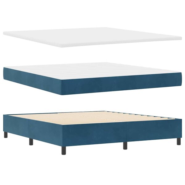 vidaXL Lit à ressorts avec matelas Bleu foncé 180 x 200 cm Velours