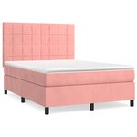 vidaXL Sommier à lattes de lit avec matelas Rose 140x200 cm Velours
