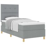 vidaXL Lit à ressorts avec matelas Gris clair 100 x 200 cm tissu