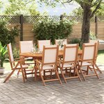 vidaXL Ensemble à manger de jardin 9Pièces bois d'acacia solide textilène