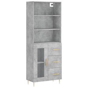 vidaXL Buffet haut Gris béton 69 5x34x180 cm Bois d'ingénierie