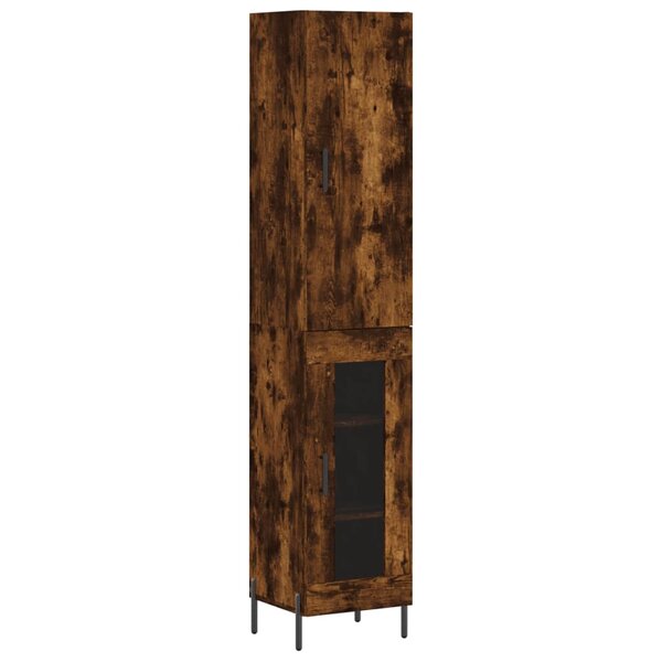 vidaXL Buffet haut Chêne fumé 34 5x34x180 cm Bois d'ingénierie