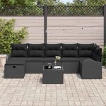 vidaXL Ensemble de canapé de jardin avec coussin 8 Pièces Noir Poly rotin