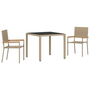 vidaXL Ensemble de salle à manger pour jardin 3 Pièces Beige polyrotin