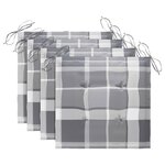 vidaXL Chaises de jardin et coussins à carreaux gris 4 Pièces Teck massif