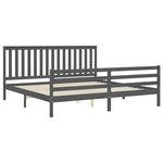 vidaXL Cadre de lit avec tête de lit gris 200x200 cm bois massif