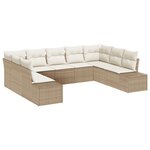 vidaXL Canapé de jardin 9 pièces avec coussins en poly rotin beige