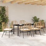 vidaXL Ensemble de salle à manger de jardin 7 pièces avec coussins marron en poly rotin