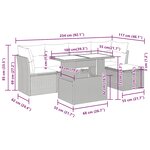 vidaXL Salon de jardin 6 Pièces avec coussins noir résine tressée acacia