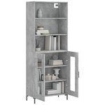 vidaXL Buffet haut Gris béton 69 5x34x180 cm Bois d'ingénierie