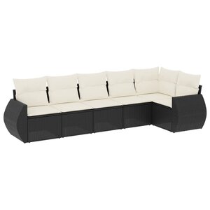 vidaXL Salon de jardin 6 Pièces avec coussins noir résine tressée
