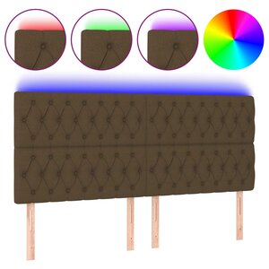 vidaXL Tête de lit à LED Marron foncé 200x7x118/128 cm Tissu