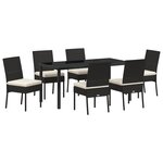 vidaXL Set de salle à manger jardin 7 pièces Noir Rotin synthétique