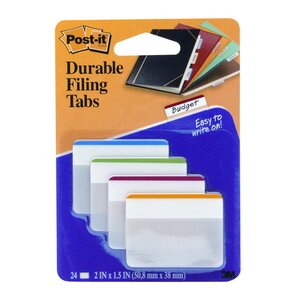 Marque-pages rigides 50,8 x 38 mm - 4 couleurs assorties (Liserets Rouge, Jaune, Vert, Bleu) - 4 x 6 index (paquet 24 unités)