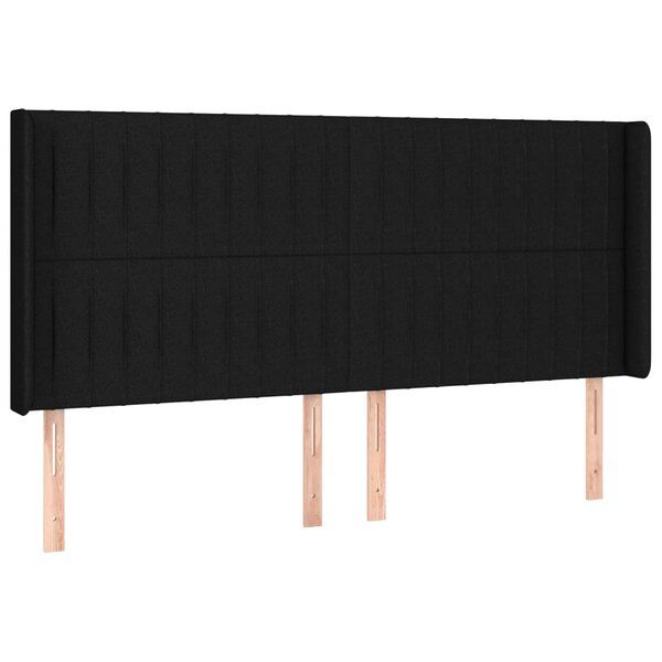 vidaXL Tête de lit avec oreilles Noir 183x16x118/128 cm Tissu