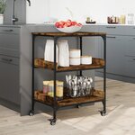 vidaXL Chariot de cuisine chêne fumé 60x41x80 5 cm bois d'ingénierie