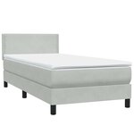 vidaXL Sommier à lattes de lit et matelas et LED gris clair 90x220 cm velours