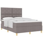 vidaXL Lit à ressorts avec tête de lit Taupe 160 x 200 cm tissu