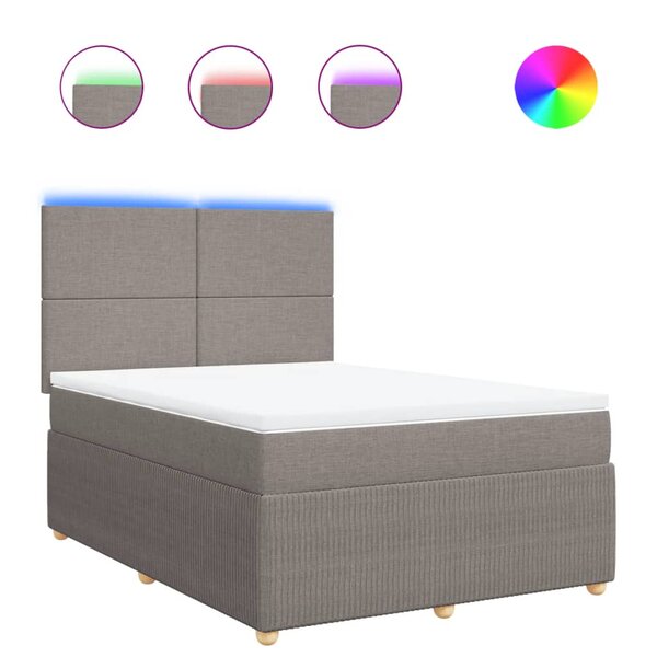 vidaXL Sommier à lattes de lit avec matelas Taupe 140x200 cm Tissu