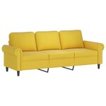 vidaXL Canapé 3 places avec oreillers décoratifs jaune 180 cm velours